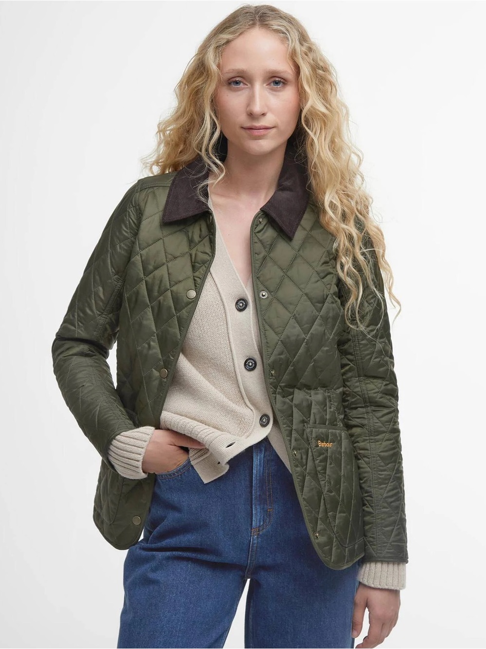 Barbour Quilted Burgundy Button-Front Jacket